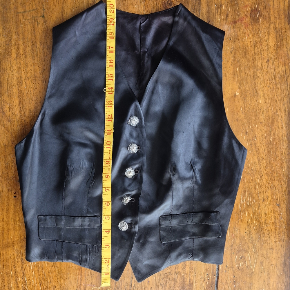 Vintage Black Silk Look Vest 1990s Minimalist Chic Sleeveless Top - Picture 5 of 8
